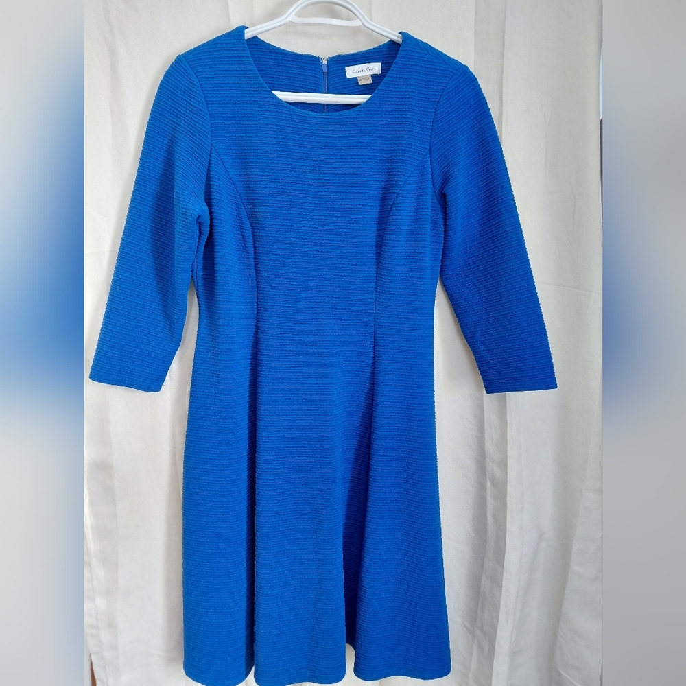 Calvin Klein Vibrant Blue Long Sleeve Dress